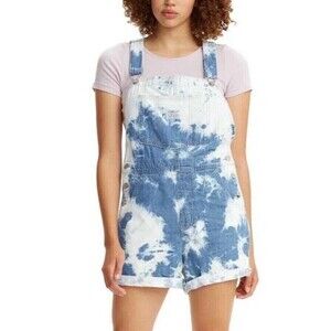 Levi's Women's Sz Large Light Blue Short Tie Dyed Overalls Boho Hippie Gypsy
